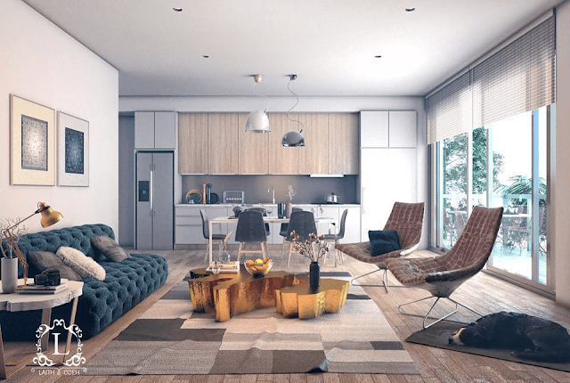 3D Interior Kitchen- Livingroom 1