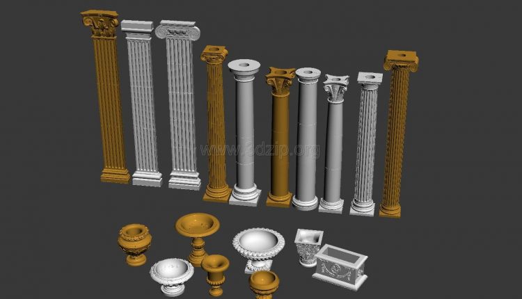 3D Decorative columns neoclassical Model 179 Free Download (1)