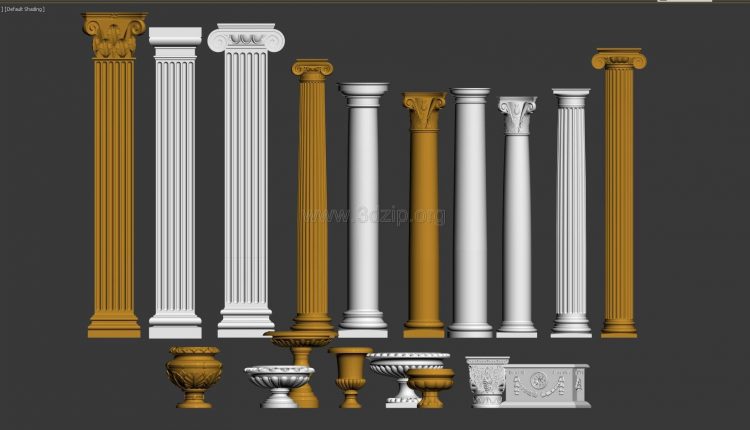 3D Decorative columns neoclassical Model 179 Free Download (2)