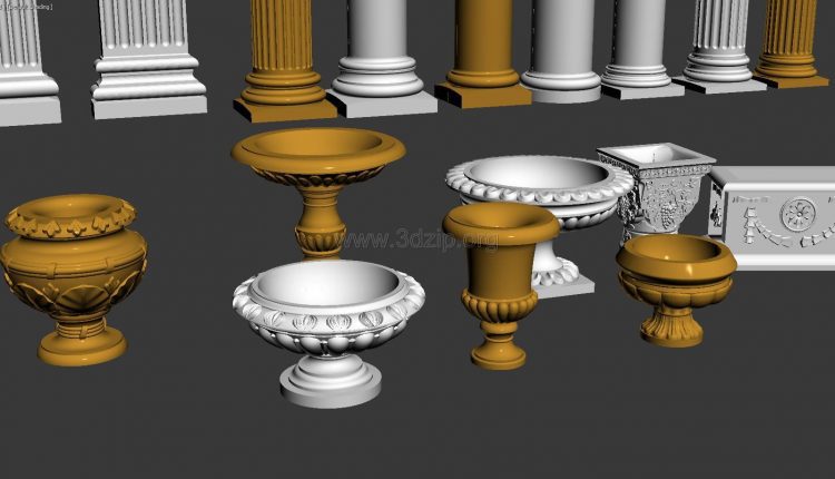 3D Decorative columns neoclassical Model 179 Free Download (3)