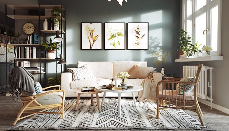 3D Interior Scandinavian House Scene 3dsmax Free Dowload 1