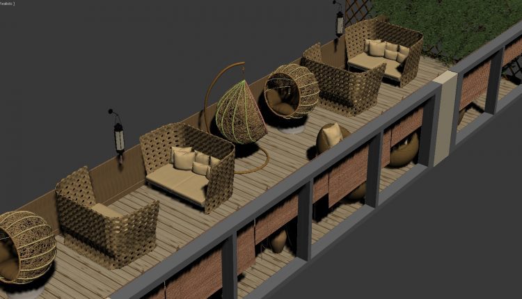 3D Model furniture made of rattan and bamboo free download (1)