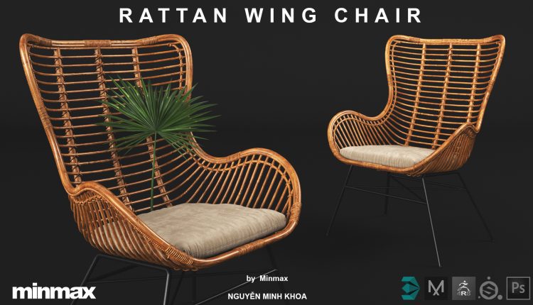 3D Model Rattan Wing Chair Free Download By NguyenMinhKhoa