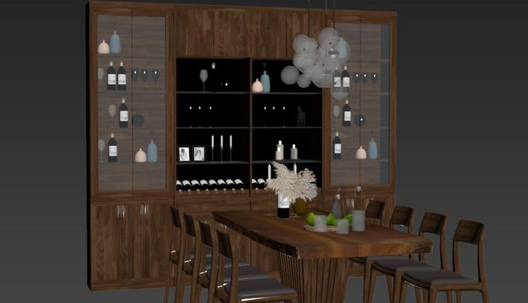 3D Model TV Cabinet and Dining Table- Chair Free Download By VuongHai 2