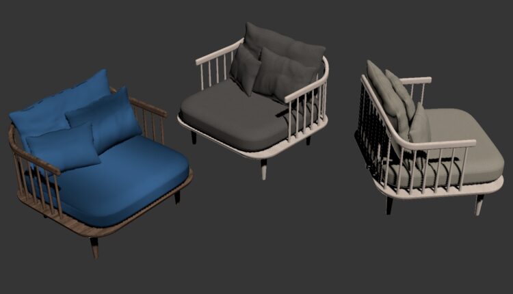 3D Model Armchair Free Download By NhatNamLeHoang (2)