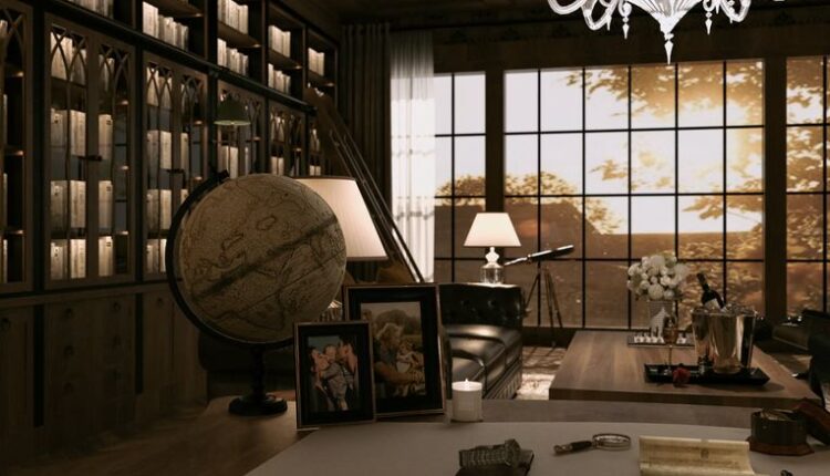 3D Interior Scene File 3dsmax Model Libraryroom By VuVu 5