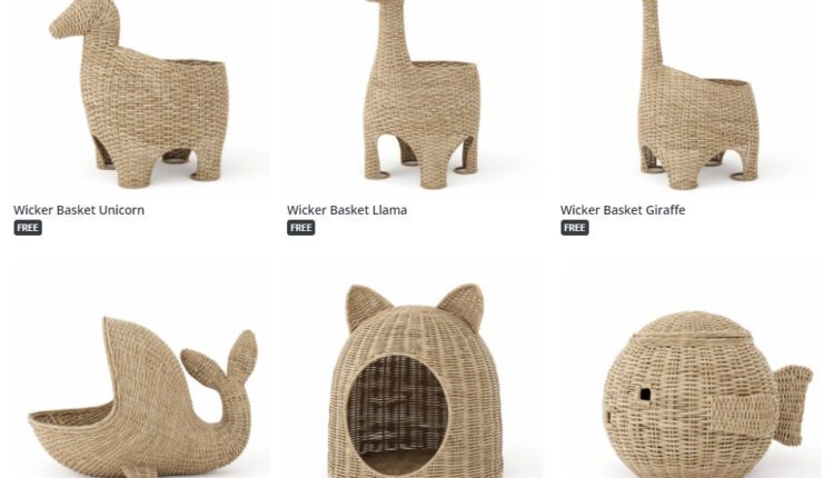 Free 3D Model Wicker Basket share by Kate White