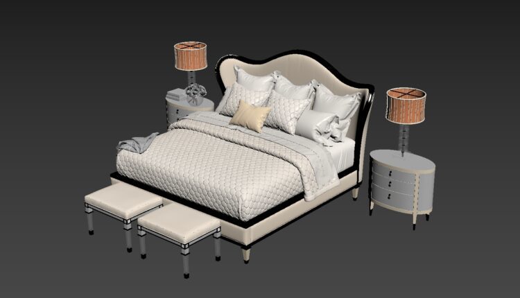 3D Set Bed Model 208 Free Download by Dinh Thanh (2)
