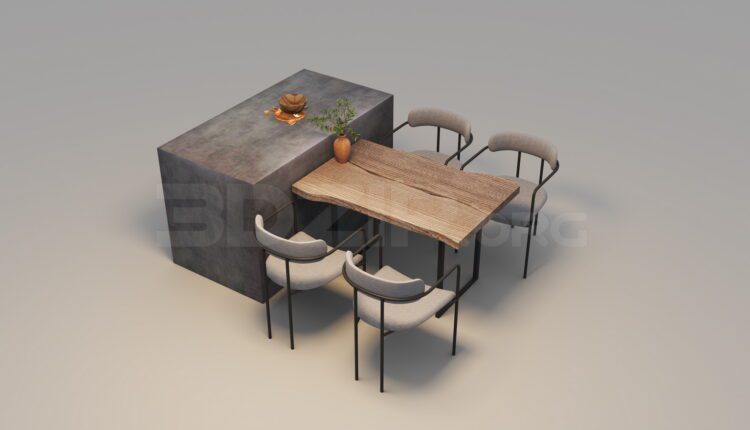 3D Model Dining Tables And Chairs Free Download by Dinh Viet Dung (1)