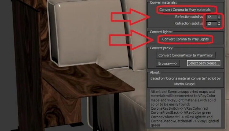 How to convert corona and vray materials