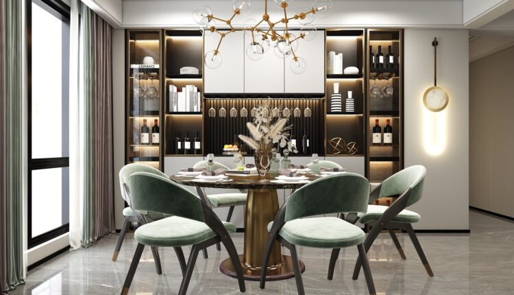 9613. 3D Interior Dining room Model For Free Download by Huy Huy Lee