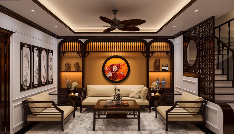 9623. 3D Interior Indochine Living Room -Kitchen Model For Free Download by Do Dinh Manh