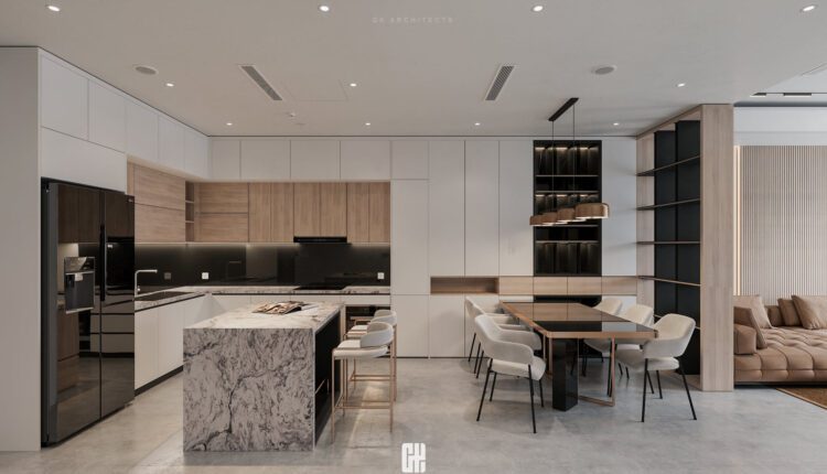 9647. 3D Model of Interior Living Room – Kitchen For Free Download by Tran Tien Viet