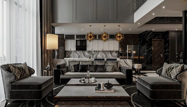 9669. Download Free 3D Interior Living Room – Kitchen By Nguyen Luc
