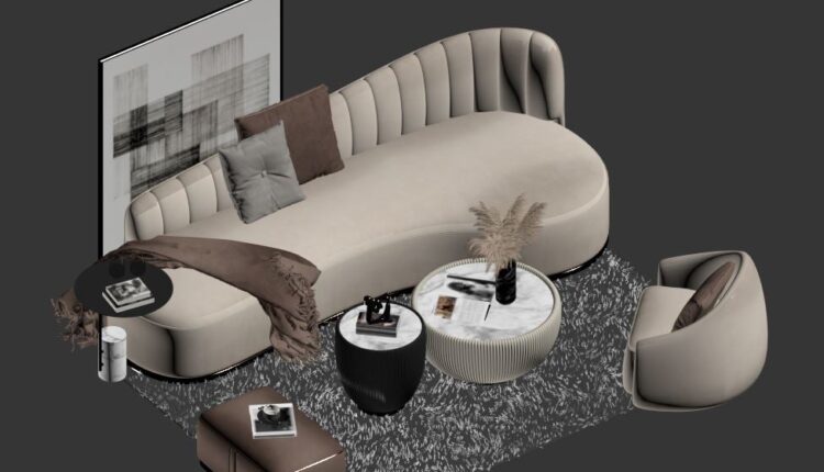 9718. Free 3D Set Sofa Model Download by Nguyen Trang 2