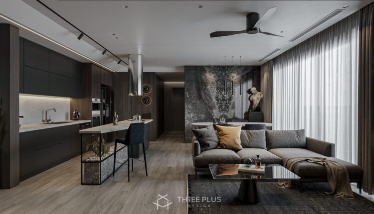 9719. Download Free 3D Interior Living Room- Kitchen Model by Trung Pham