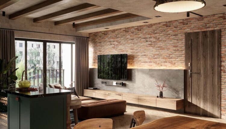 9764 Free 3D Living Room – Kitchen Interior Model Download by Dung Dac