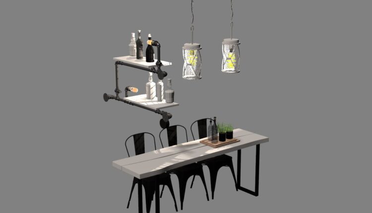 9796. Download Free 3D Dining Table And Chair Model By Huy Vuong