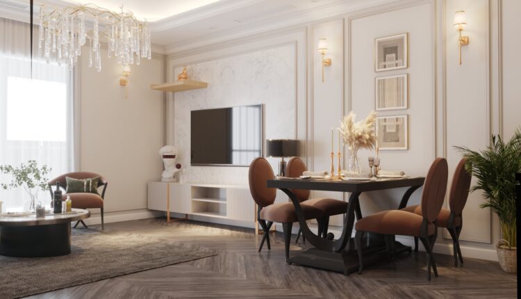 9845. Free 3D Living Room – Kitchen Interior Model Download by Hoang Phuong