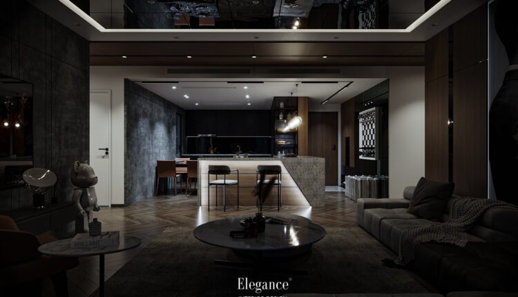 10124. Free 3D Living Room – Kitchen Interior Model Download by Le Hoang