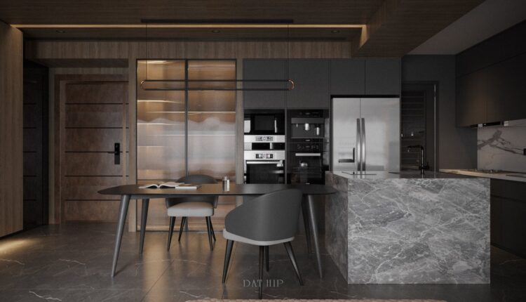 10202. Free 3D Living Room – Kitchen Interior Model Download by Dat Hip