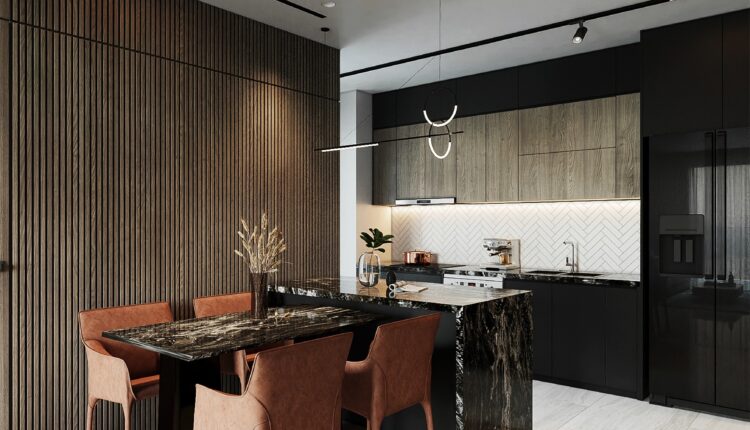 10220. Free 3D Living Room – Kitchen Interior Model Download by Tran Dung