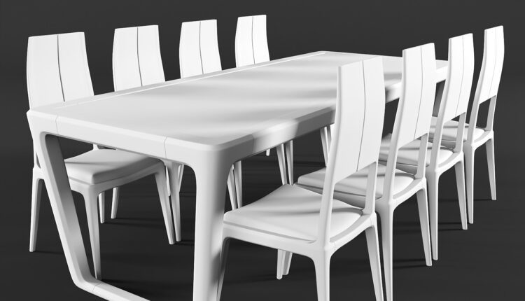 Download Free 3D Bộ Bàn Ăn Gỗ Óc Chó Model By Nguyen Minh Khoa