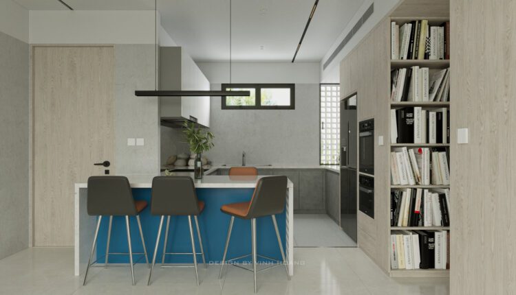 10237. Free 3D Living Room – Kitchen Interior Model Download by Vinh Hoang