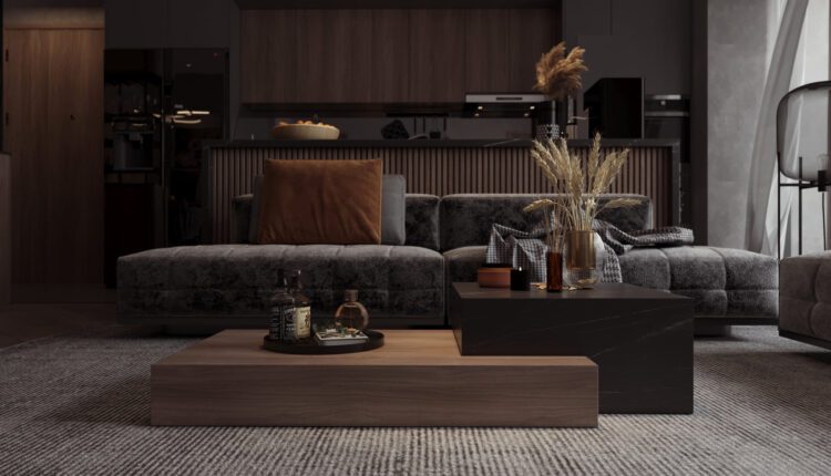 10396. 3D Living Room – Kitchen Interior Model Download By Hung Le