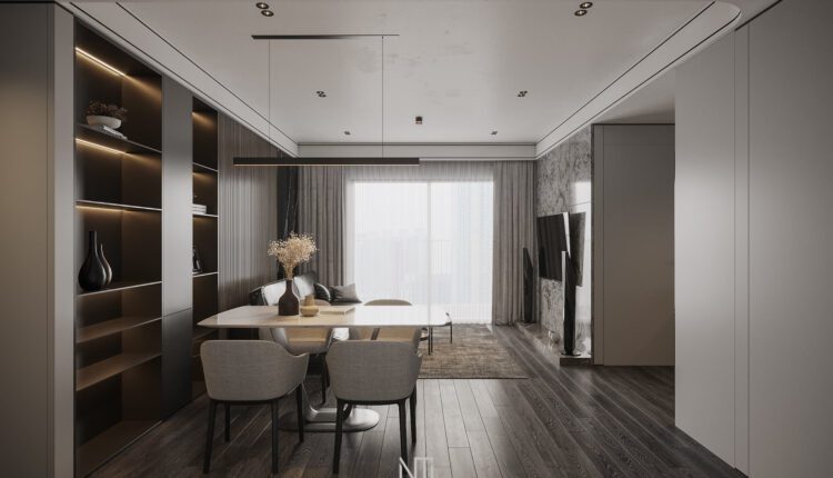 10502. Free 3D Living Room – Kitchen Interior Model Download by Tang Ba Hung