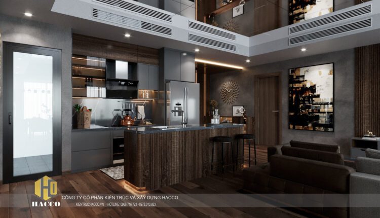 10512. Free 3D Living Room – Kitchen Interior Model Download by Trong Khoa