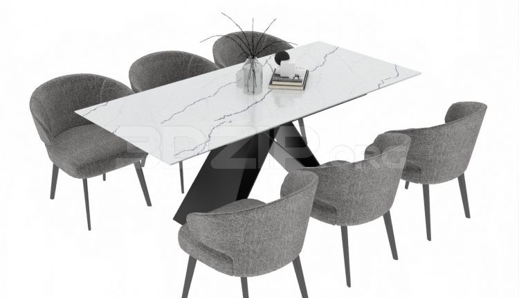 10520. Download Free Dining Table And Chair Model By Nguyen Huu Cong