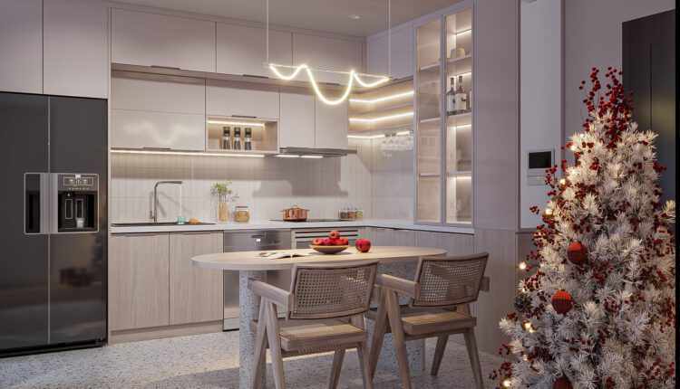 10991. 3D Model Living Room – kitchen Interior File 3dsmax By Le Hieu
