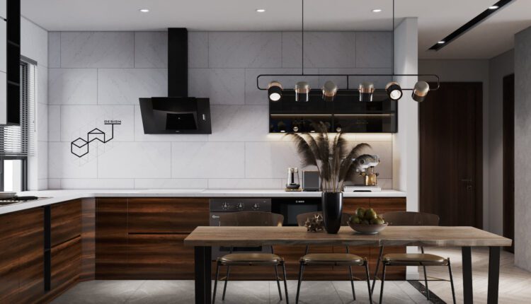 12035. Free 3D Living Room – Kitchen Interior Model Download By Dat Bui