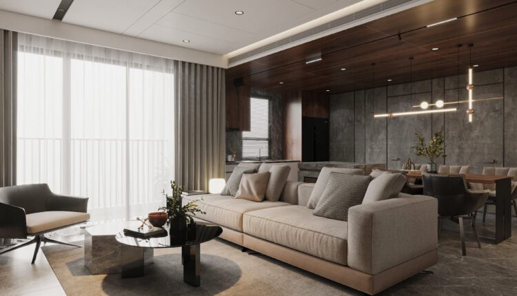 12255. 3D Living Room – Kitchen Interior Model Download By Phong Mai Nuovo