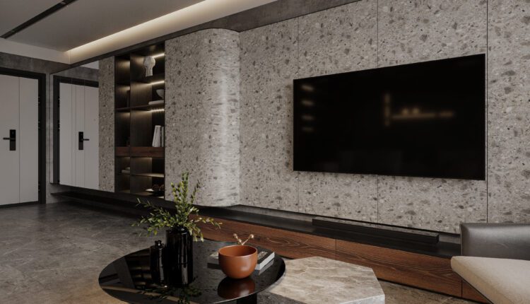 12255. 3D Living Room – Kitchen Interior Model Download By Phong Mai Nuovo
