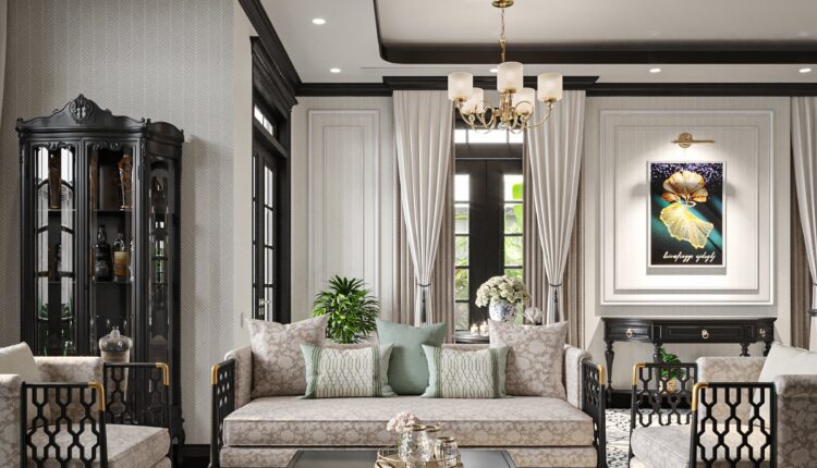12504. 3D Indochine Living Room – Kitchen Interior Model Download By Binh Boong