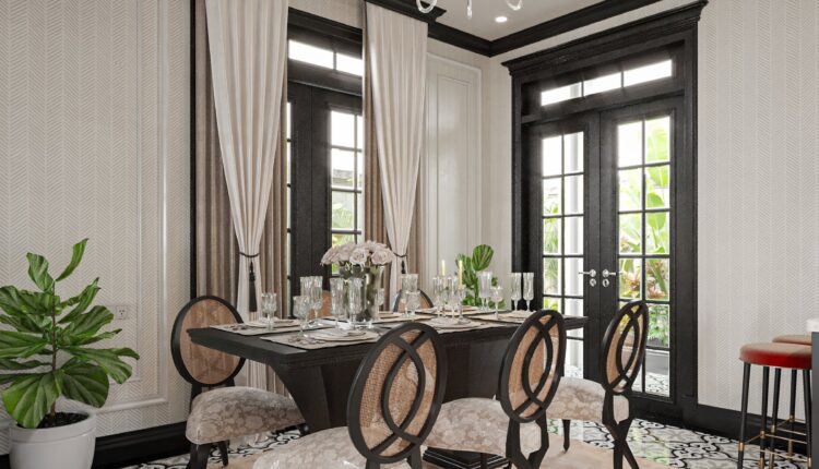 12504. 3D Indochine Living Room – Kitchen Interior Model Download By Binh Boong