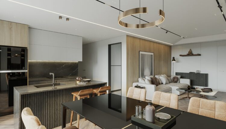 12512. 3D Living Room – Kitchen Interior Model Download By Nguyen Ngoc Tung