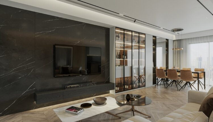 12512. 3D Living Room – Kitchen Interior Model Download By Nguyen Ngoc Tung