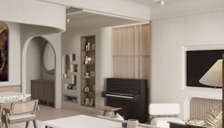 12544. Free 3D Living Room- Kitchen Interior Model Download by Tuan Dat
