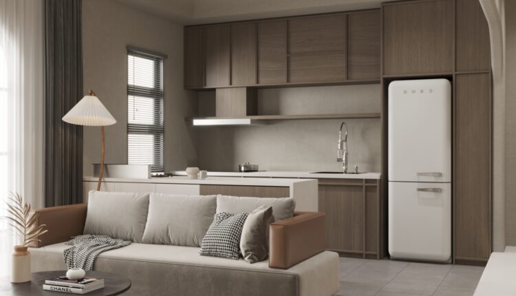 12544. Free 3D Living Room- Kitchen Interior Model Download by Tuan Dat
