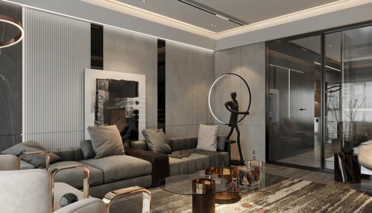 12550. Free 3D Living Room- Kitchen Interior Model Download by Dang Ba Quyet