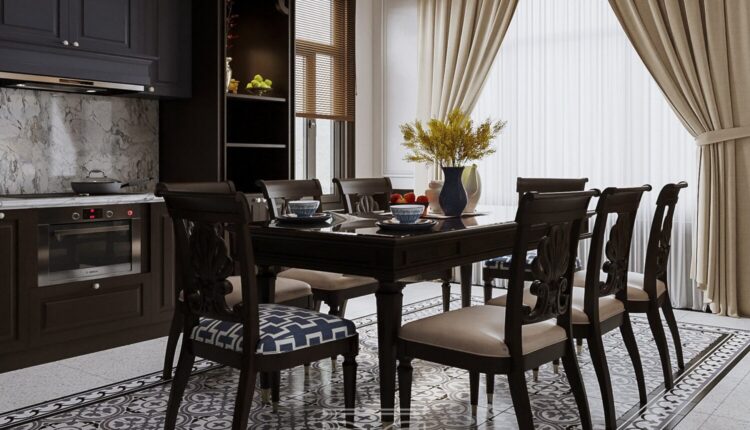 12553. 3D Indochine Kitchen – Diningrooom Interior Model Download by Dam Thanh Hai