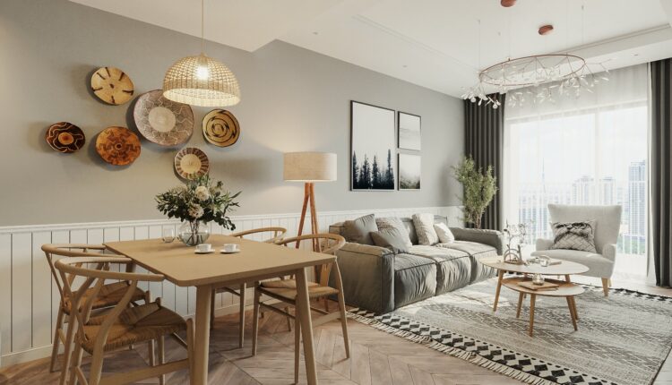 12566. Free 3D Living Room- Kitchen Interior Model Download by Hoang Thoa