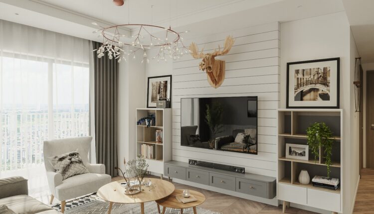 12566. Free 3D Living Room- Kitchen Interior Model Download by Hoang Thoa