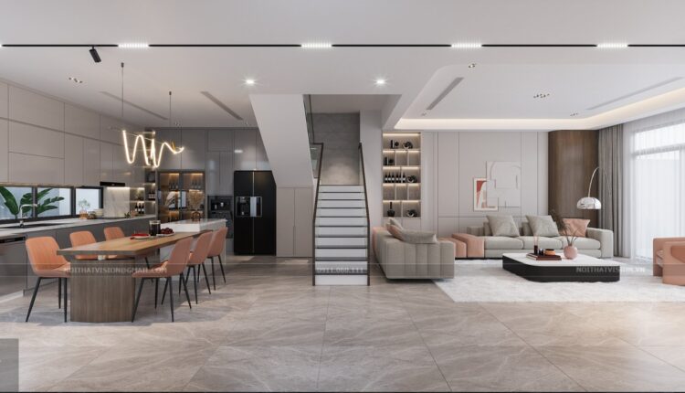 12571. Free 3D Living Room- Kitchen Interior Model Download by Bui Hai Lich