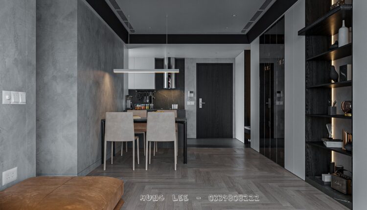 12592. Free 3D Living Room- Kitchen Interior Model Download by Hung Le