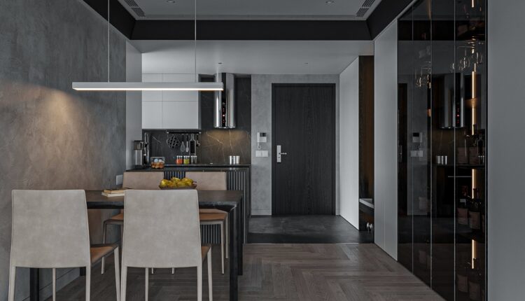 12592. Free 3D Living Room- Kitchen Interior Model Download by Hung Le