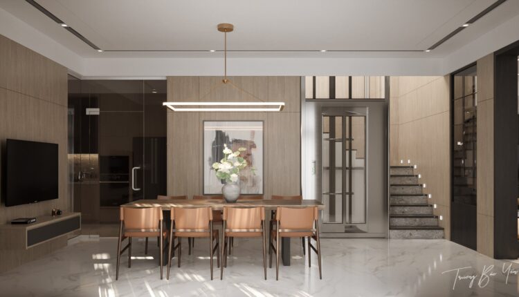 12594. Free 3D Living Room- Kitchen Interior Model Download by Bao Yen